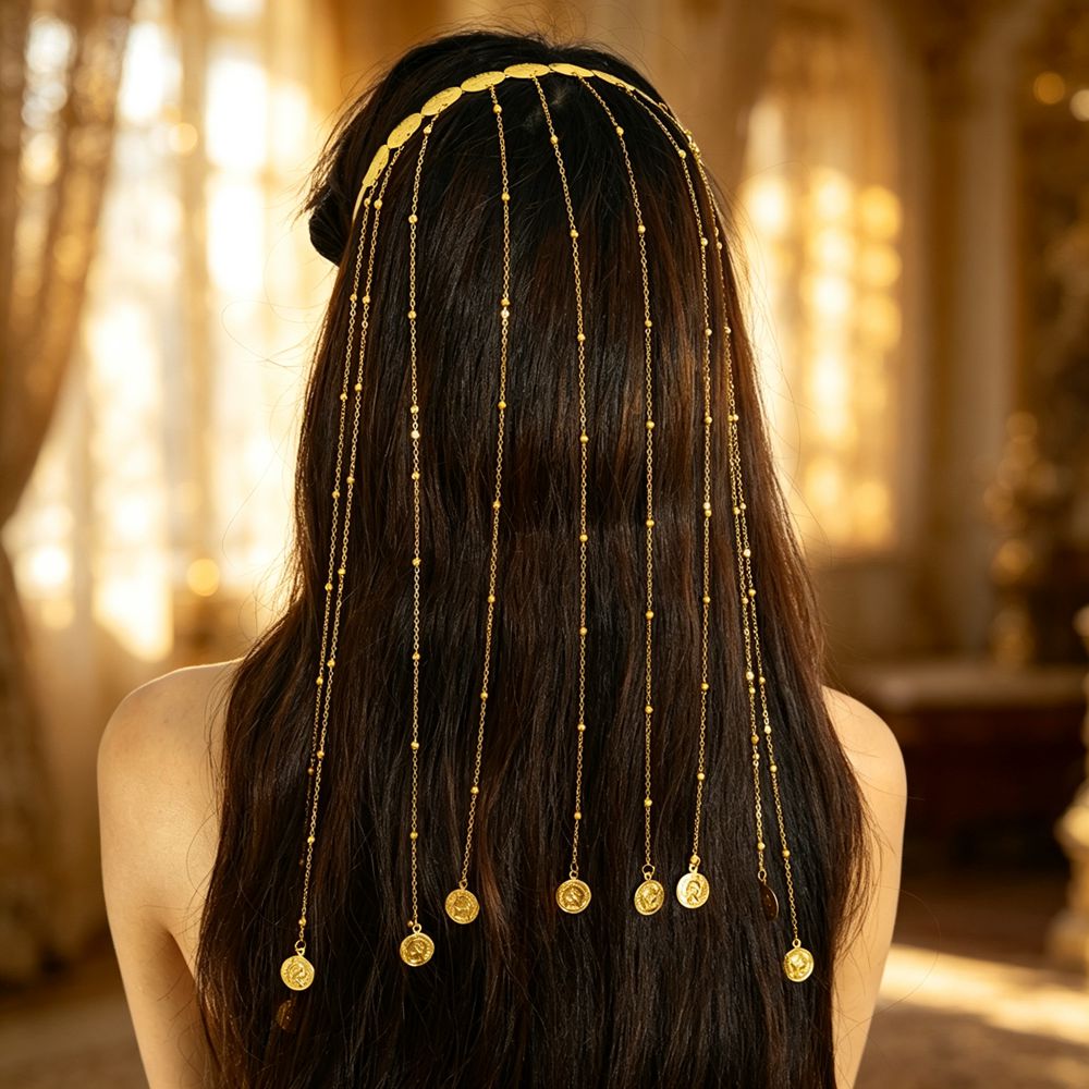Ethnic Fashion Shoot - Corrente de cabeça longa com pingentes
