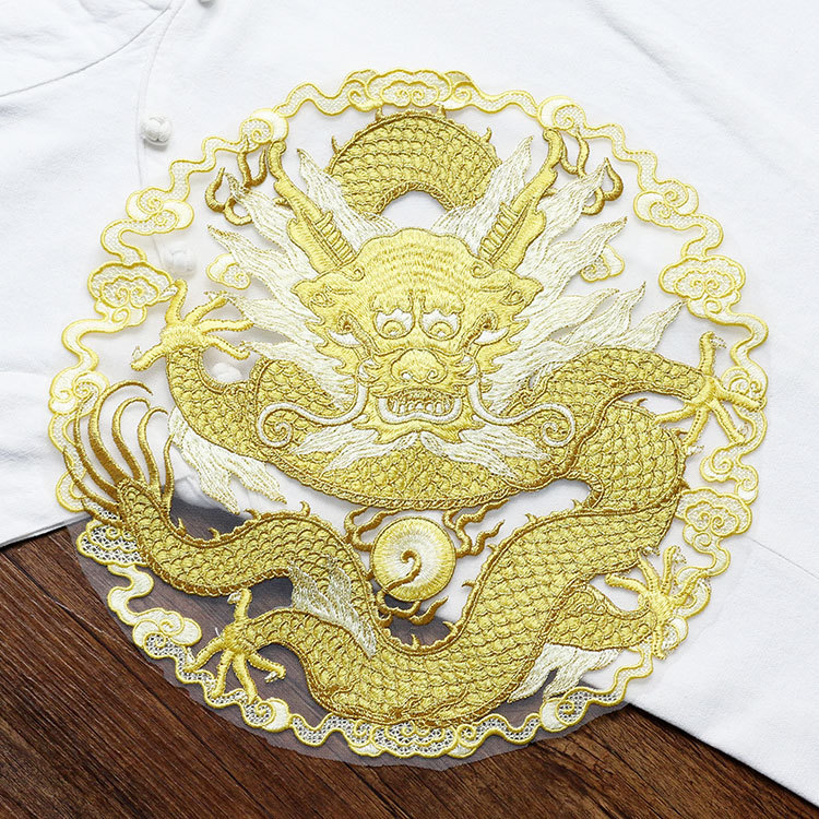 Ethnic Fashion Men - Patch circular de tecido com dragão