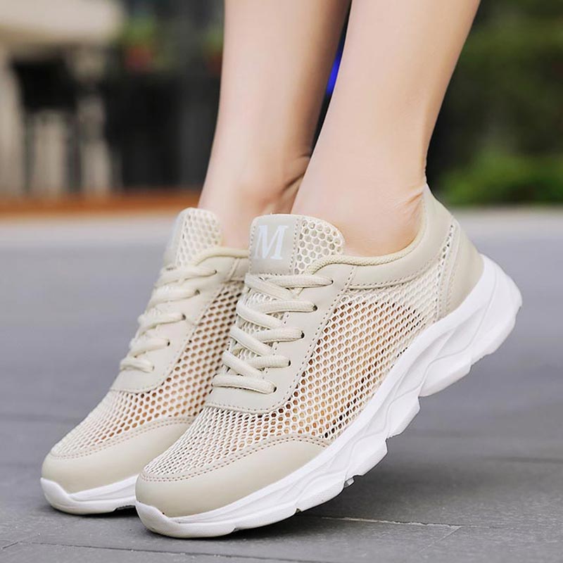 Ethnic Fashion Show Ideas - Verão respirável tênis feminino malha sapatos