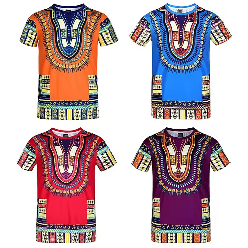 Dashiki Shirt Men - Unisex 3D Impressão Africano Dashiki Padrões
