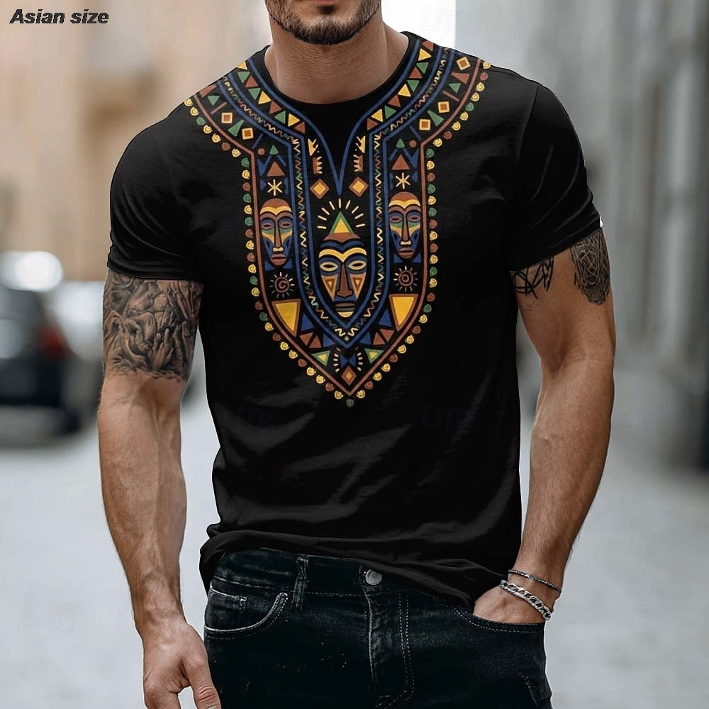 Dashiki Shirt Men - Camiseta Masculina 2026 com Estampa de