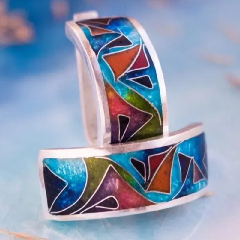 Ethnic Fashion Wear For Women - Brincos de Argola Étnicos Prateados com