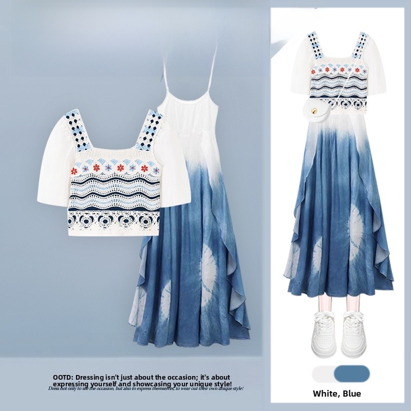 Ethnic Style Dresses - Conjunto Feminino de Verão Novo: Top
