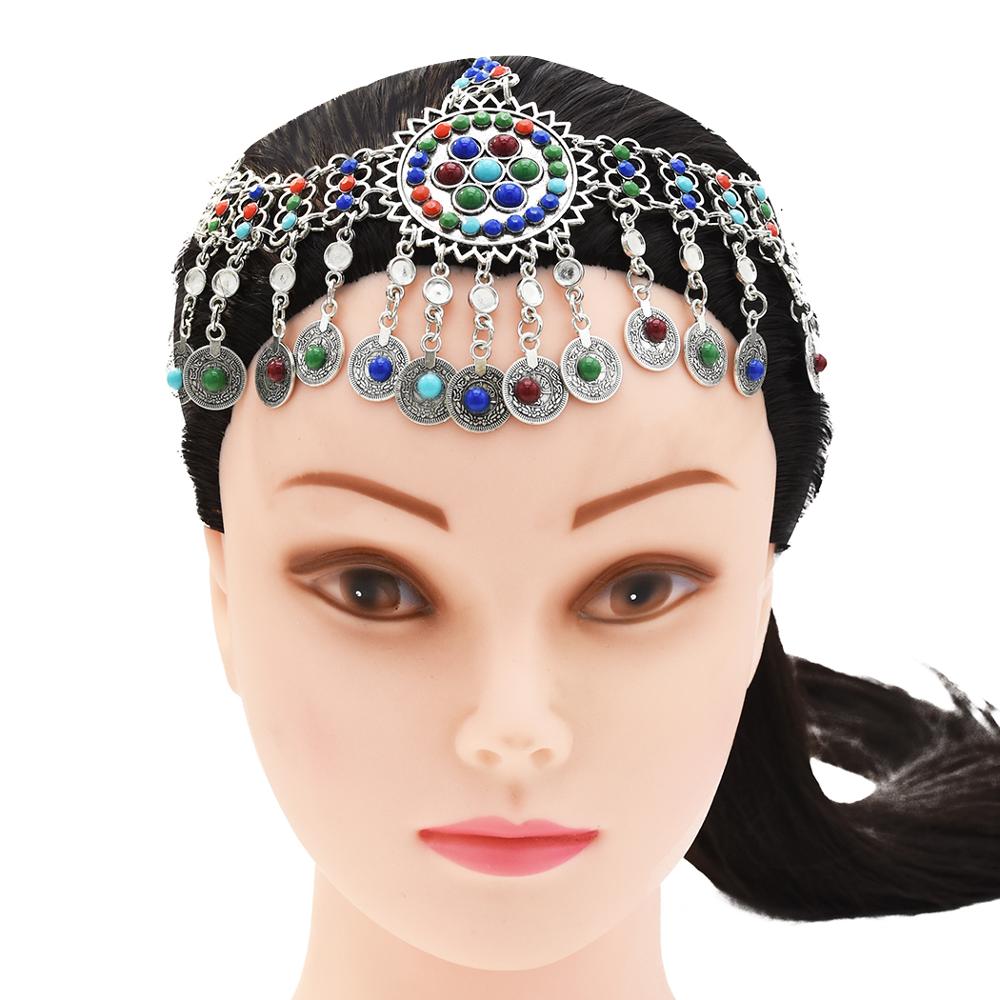 Ethnic Fashion Co In - Paquistão étnico colorido grânulo moeda headpiece