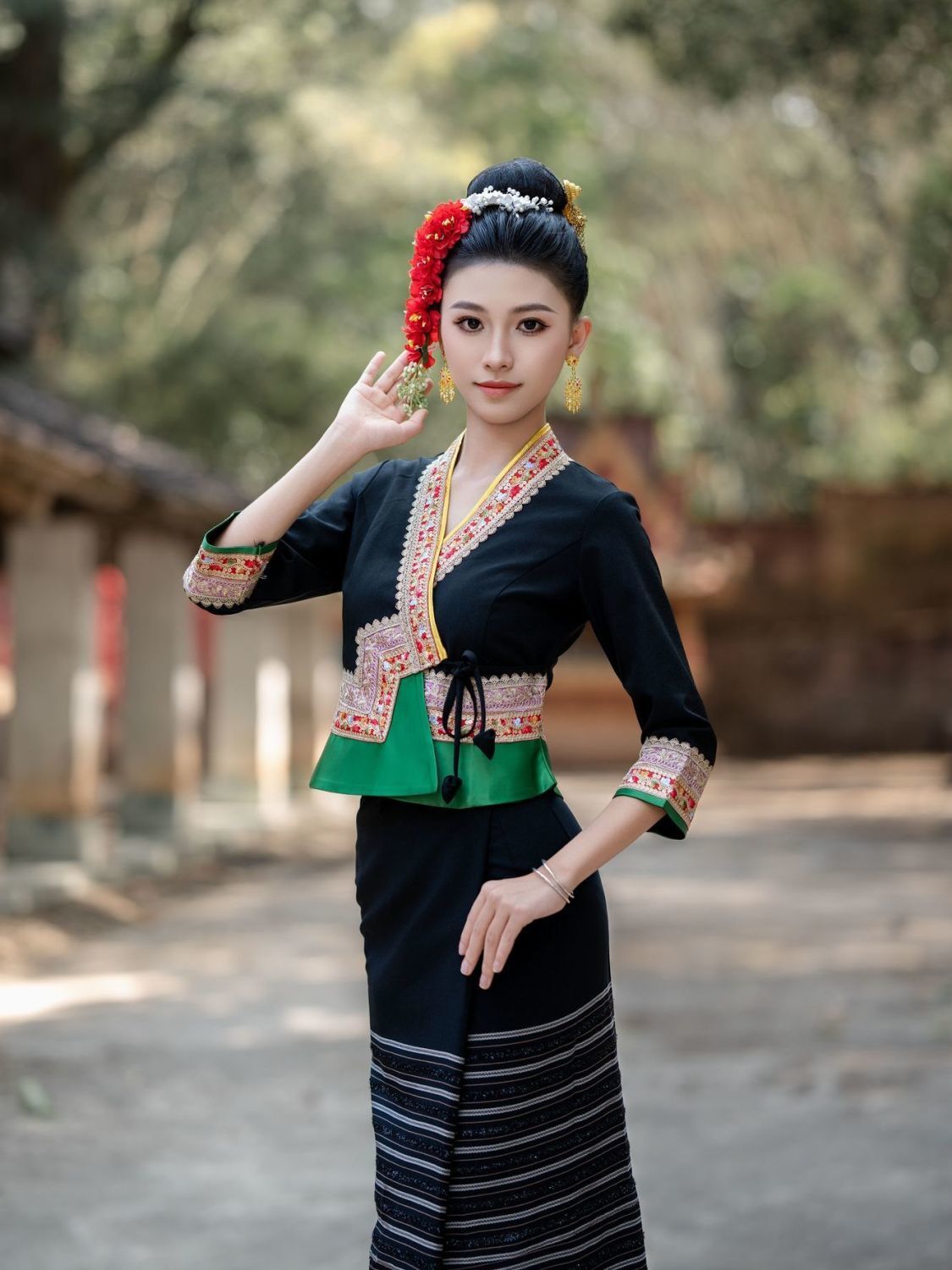 Ethnic Style Dresses - 2 pçs tailândia myanmar feminino dai