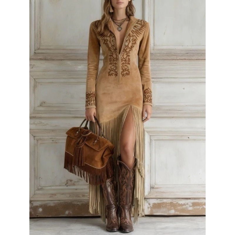 Vestido Feminino de Outono Ret - Ethnic Chic Fashion avaliação e preço
