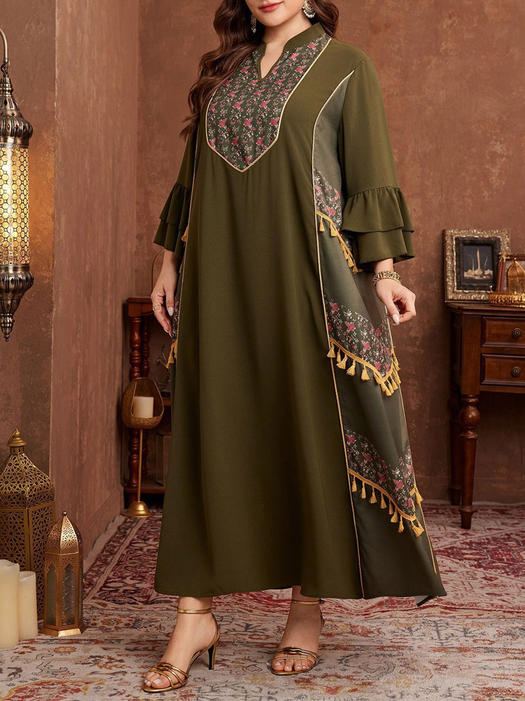 Vestido Abaya Plus Size com Es - Ethnic Style Dresses avaliação e preço